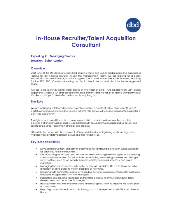 6+ Talent Acquisition Consultant Job Descriptions PDF