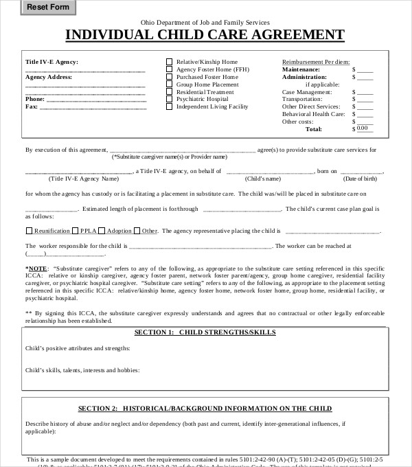 9+ Child Care Services Agreement Templates - PDF, Word, Pages, Google Docs