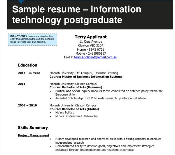 15+ Printable Information Technology Resume Templates - PDF, DOC