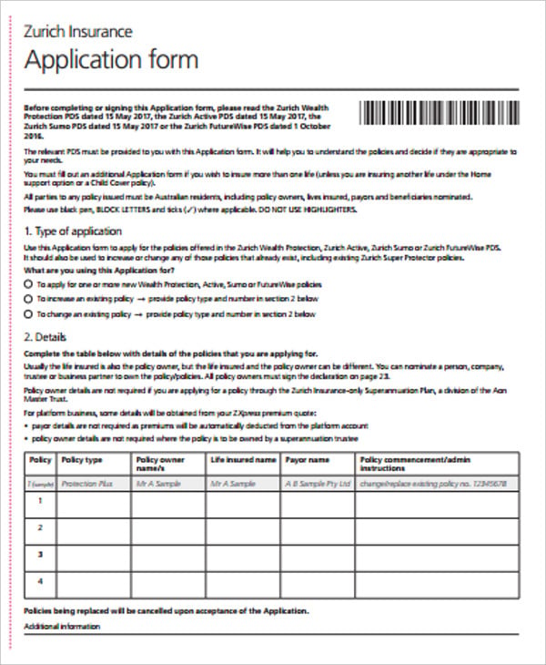 10+ Insurance Application Forms - PDF | Free & Premium Templates