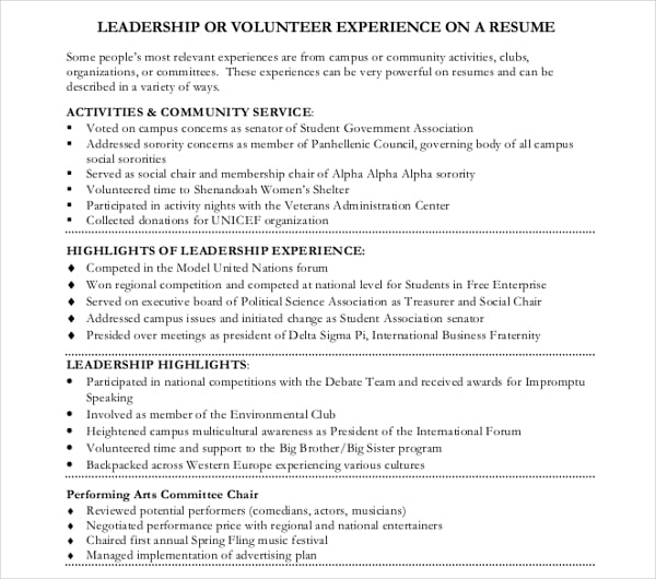 10+ Volunteer Resume Templates - PDF, DOC