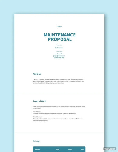 7+ Maintenance Proposal Templates in Google Docs | Apple Pages | PDF | Word