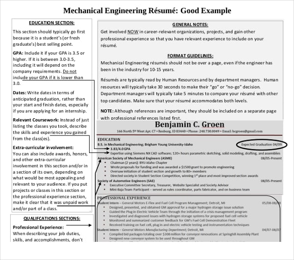 mechanical engineering resume template