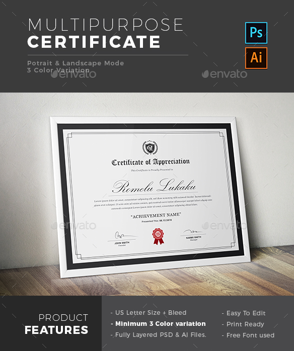 multipurpose certificate