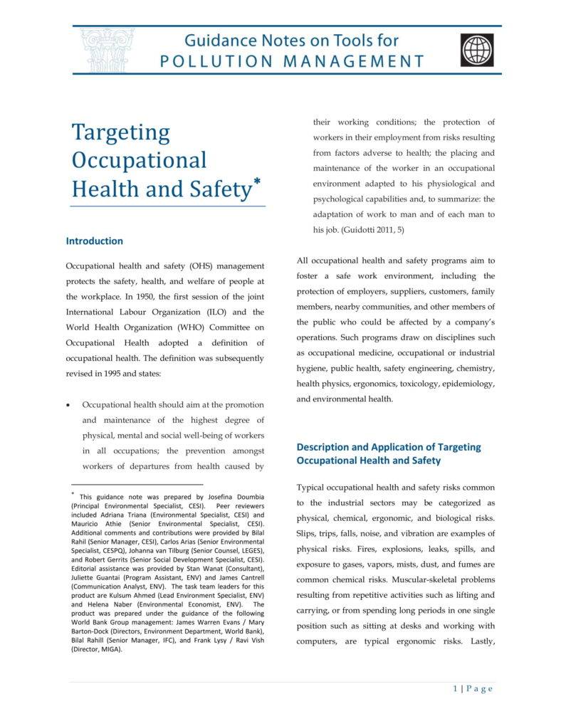 Dissertation health occupational proposal safety