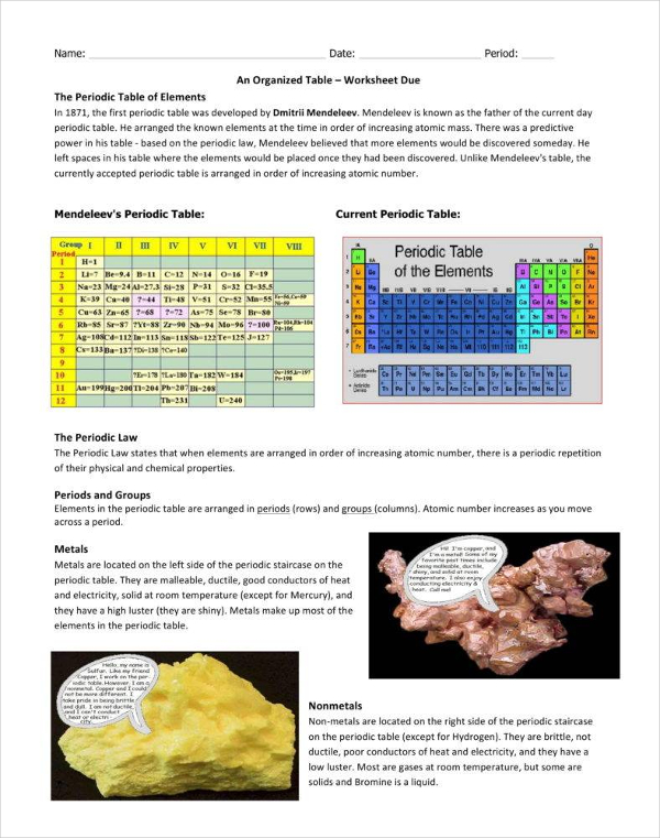 8 periodic table worksheet templates pdf free premium templates