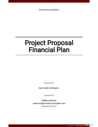 project proposal financial plan template
