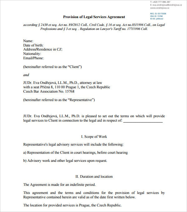 provision of legal services agreement