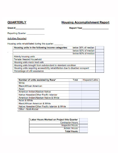 quarterly accomplishment report template