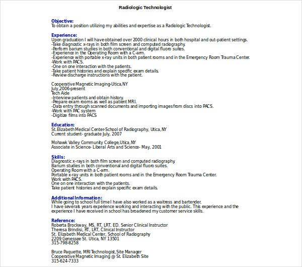 8 Radiologist Resume Templates Pdf Doc 8645