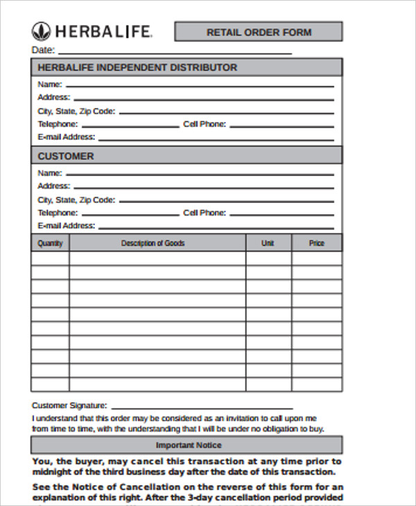 9+ Retail Order Forms PDF