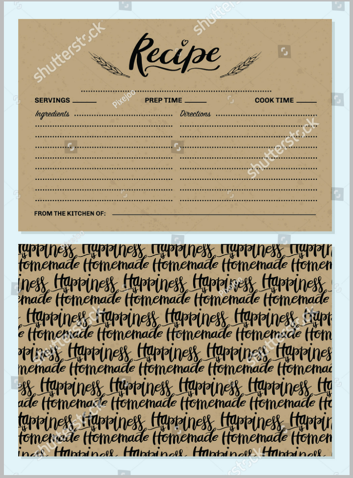 rustic restaurant recipe card template