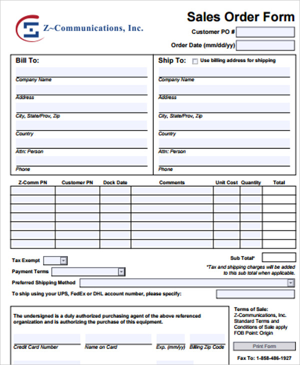 10+ Sales Order Forms - PDF | Free & Premium Templates