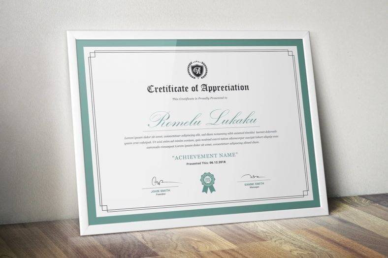 sample certificate of appreciation 788x524