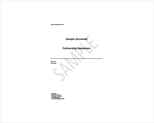 sample document partnership agreement