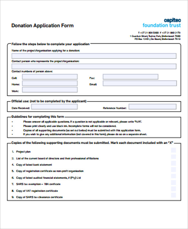 10+ Donation Application Forms PDF