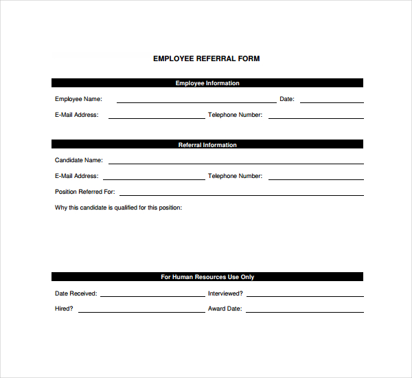 5 Templates Employee Referral Form