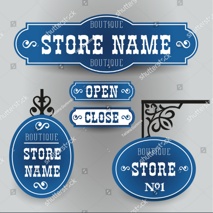 sapphire blue vintage outdoor name board vector template
