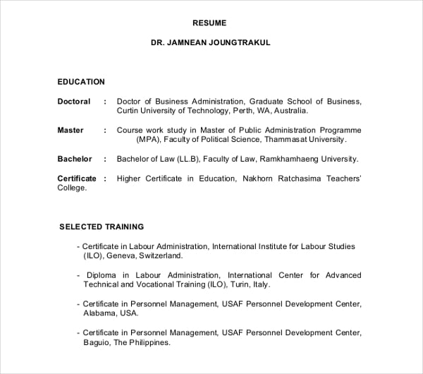 school business administration resume template
