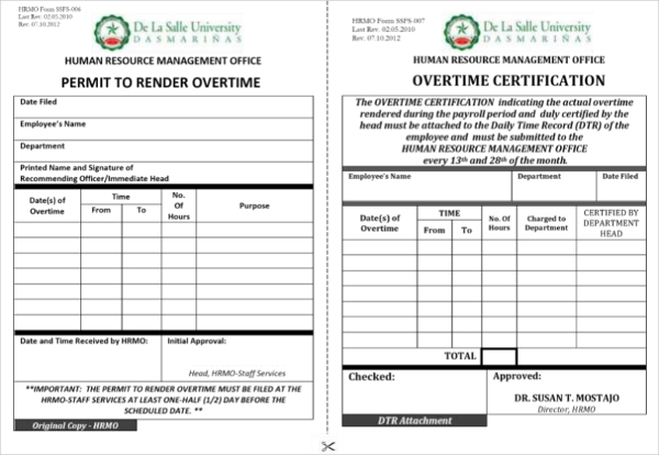 school hr overtime permit form