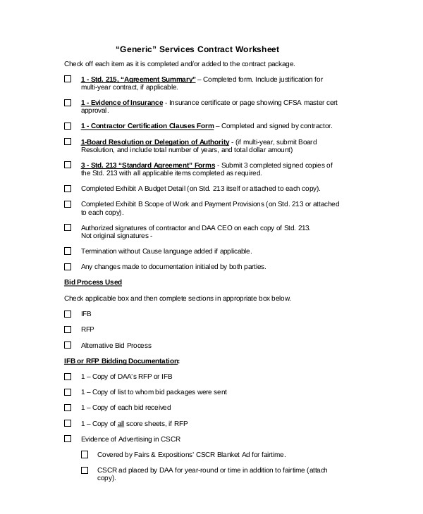simple employment contract worksheet
