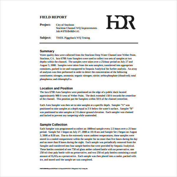 how to write a field work report pdf