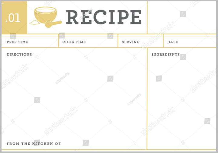 simple restaurant recipe card template