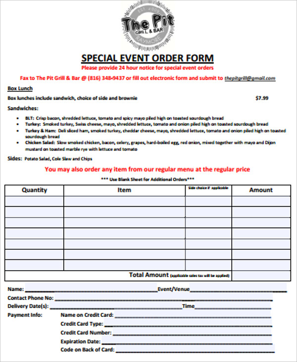 special-event-order-form