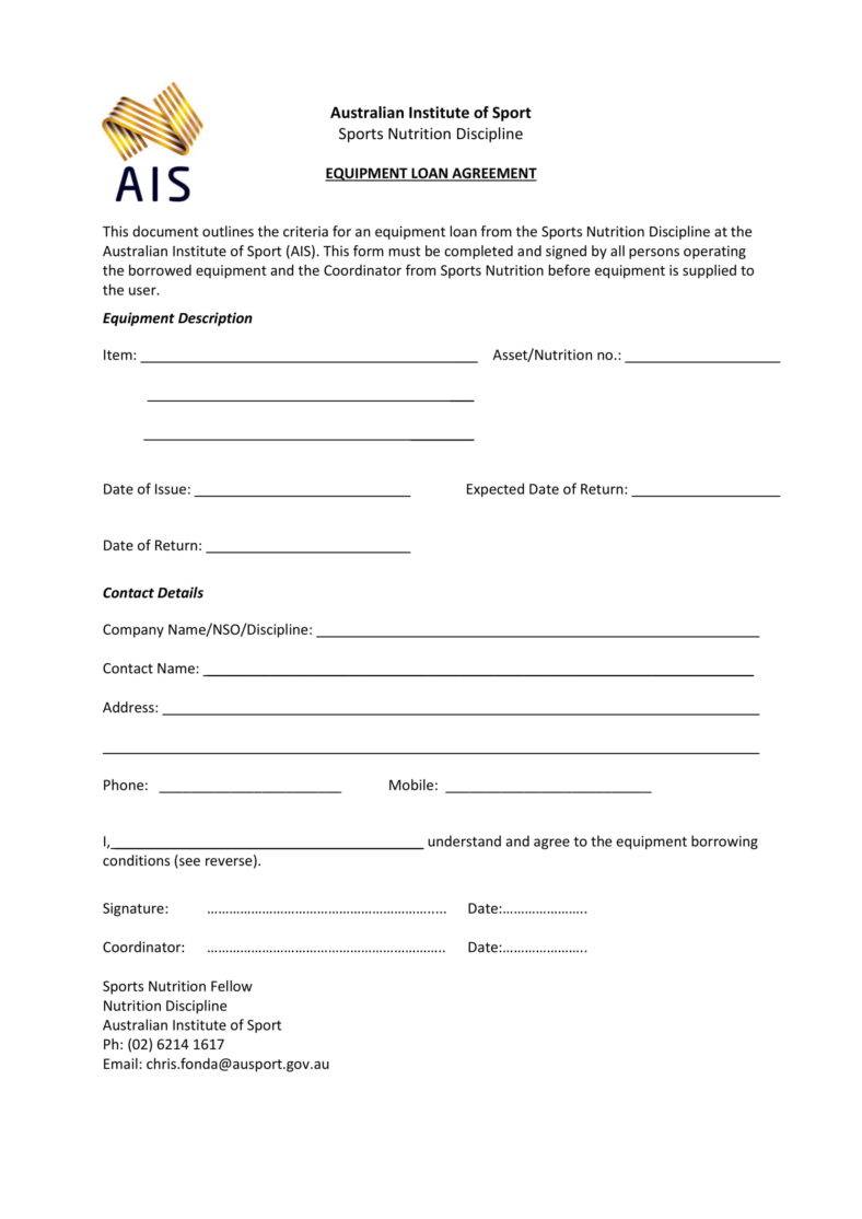 6+ Equipment Loan Agreement Templates PDF, Word