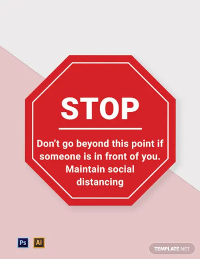 stop keep your distance floor sign template