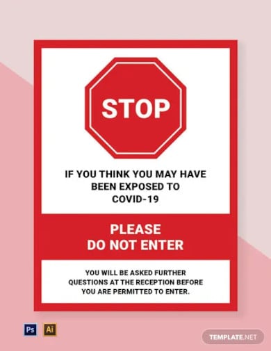 stop for covid 19 screening questions sign template