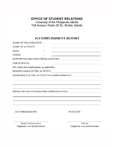 student achievement accomplishment report template