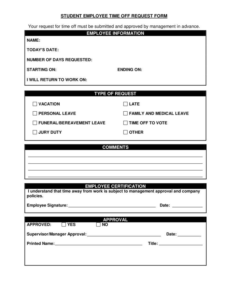  Summer Vacation Leave Application Sample Leave Application Form 