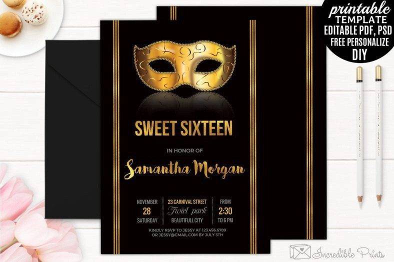 sweet sixteen invitation template 788x