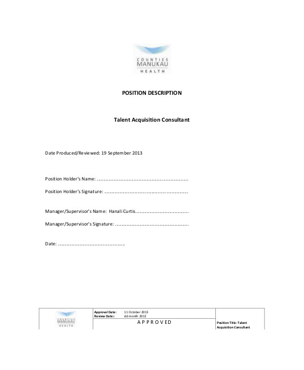 6+ Talent Acquisition Consultant Job Descriptions PDF