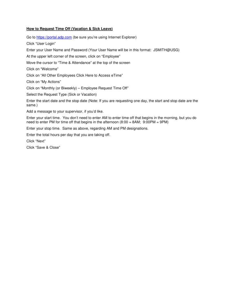 Time Off Request Policy Sample HQ Printable Documents