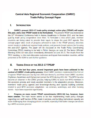 trade policy concept paper template