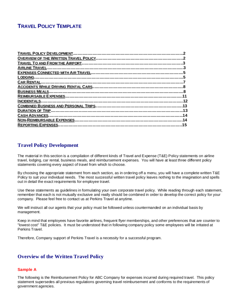 9+ Travel and Expense Policy Templates - PDF, Word