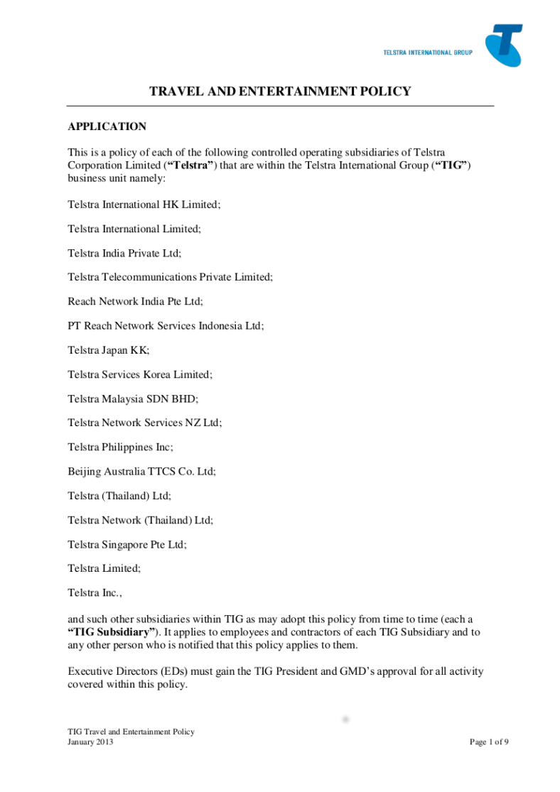 9+ Travel and Expense Policy Templates PDF, Word