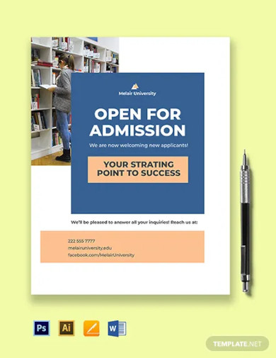 university open admission flyer template