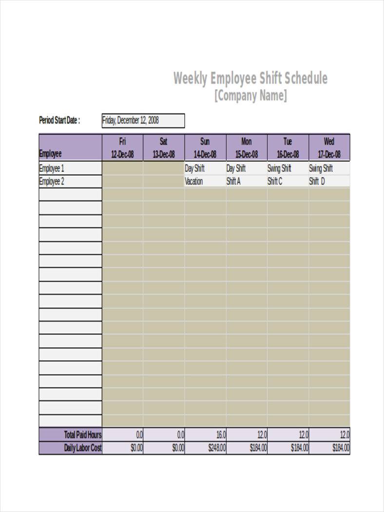 3+ Shift Calendar Templates - PDF