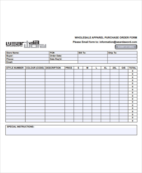 10  Apparel Order Form Templates PDF