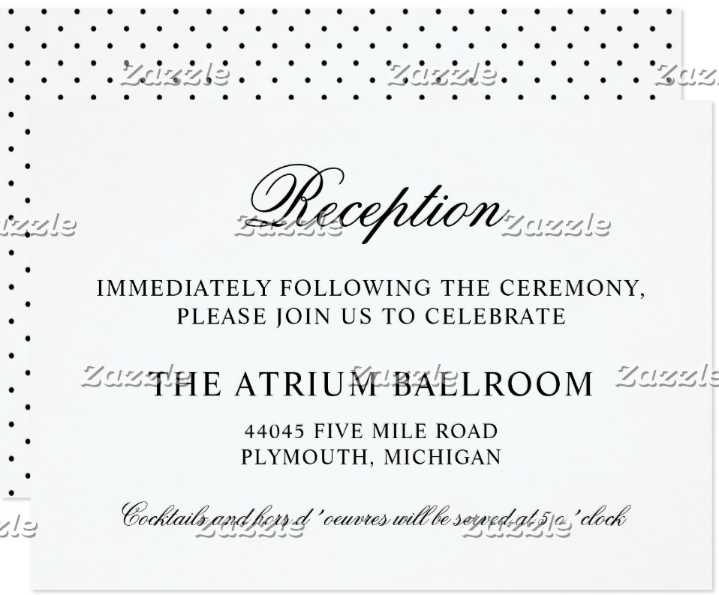 black classic wedding reception card template