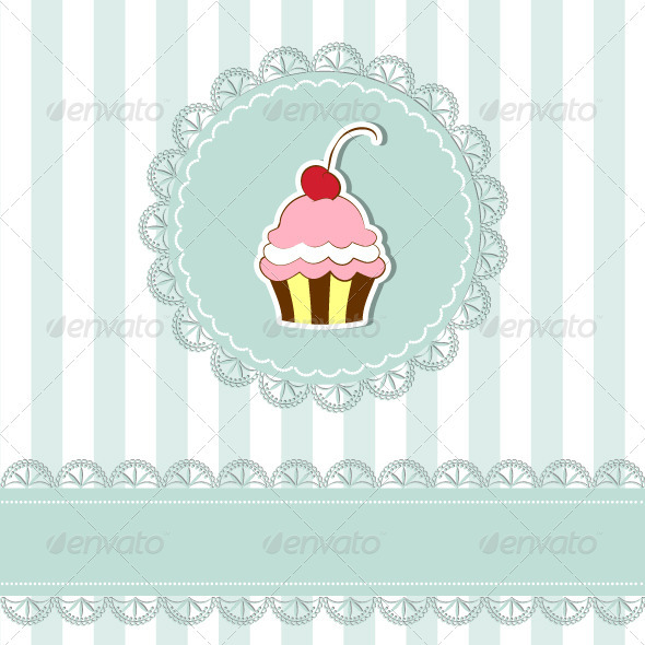 cherry cupcake invitation card template
