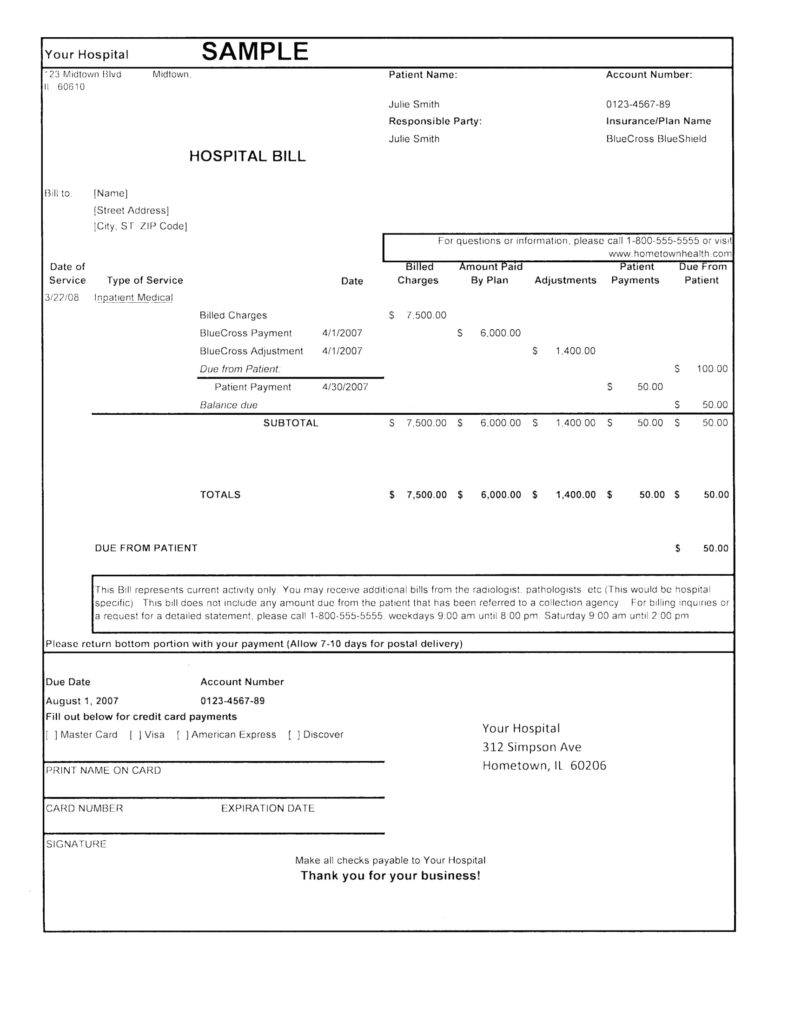 Hospital Bill Template Word