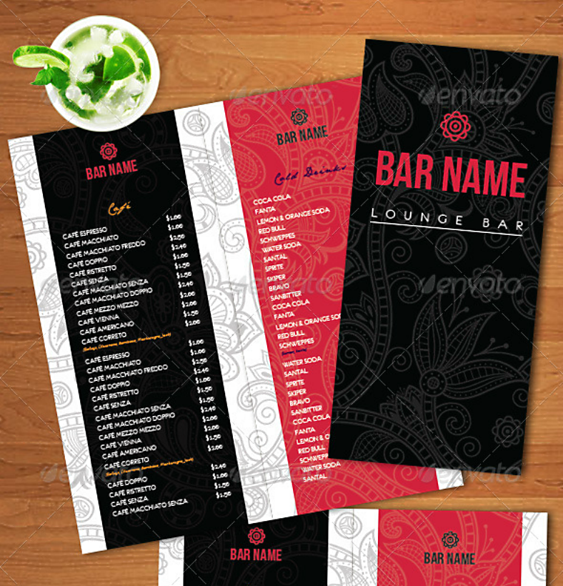 Lounge Menu Card 16+ Free Templates in PSD, AI