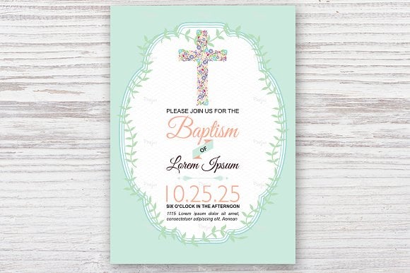 pastel christening invitation template
