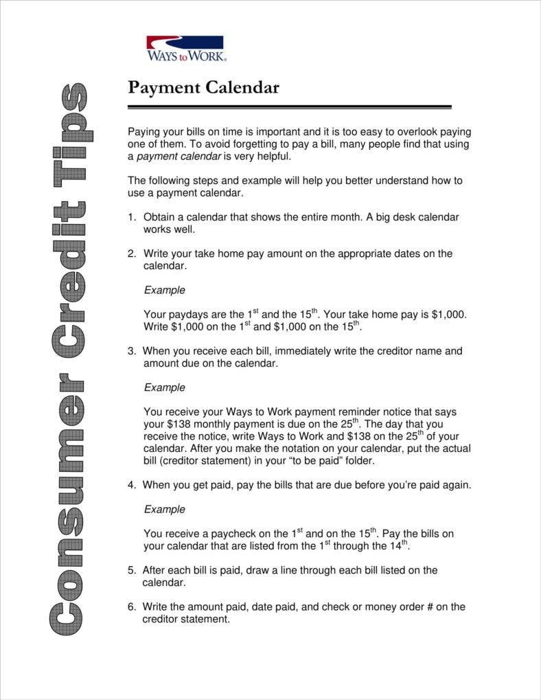 5+ Bill Pay Calendar Templates PDF