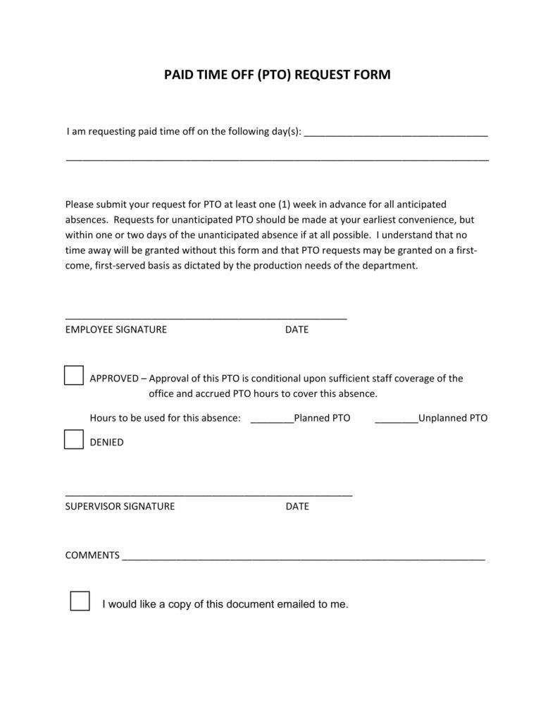 Pto Request Form Template Free Printable Templates