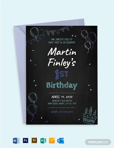 st birthday chalkboard invitation template